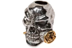 Schmuckatelli Rose Skull Bead 2-Tone Antique Rhodium/A.Gold