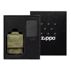 Zippo Tactical Green Pouch And Black Crackle Windproof 49400-000002, Set Cadeau Briquet