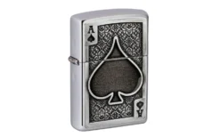 Zippo Ace Of Spades Emblem 49637-000002, Brushed Chrome, Briquet